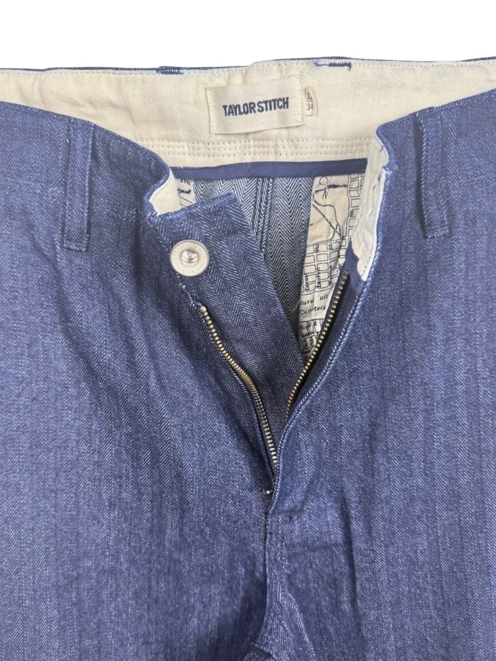 Taylor Stitch Morse Pant Washed Indigo Stripe Organic Cotton Tailored 32x34